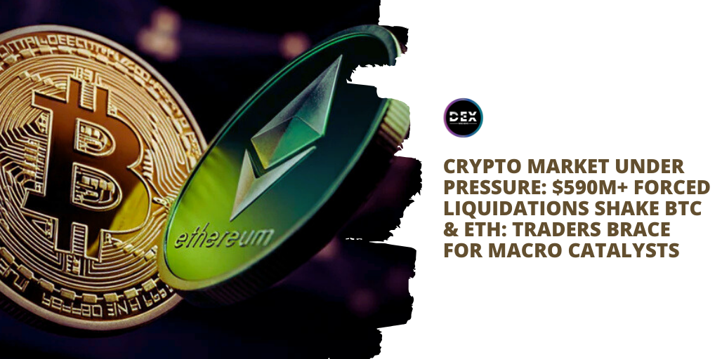 Crypto Market Under Pressure: $590M+ Forced Liquidations Shake BTC & ETH: Traders Brace for Macro Catalysts
