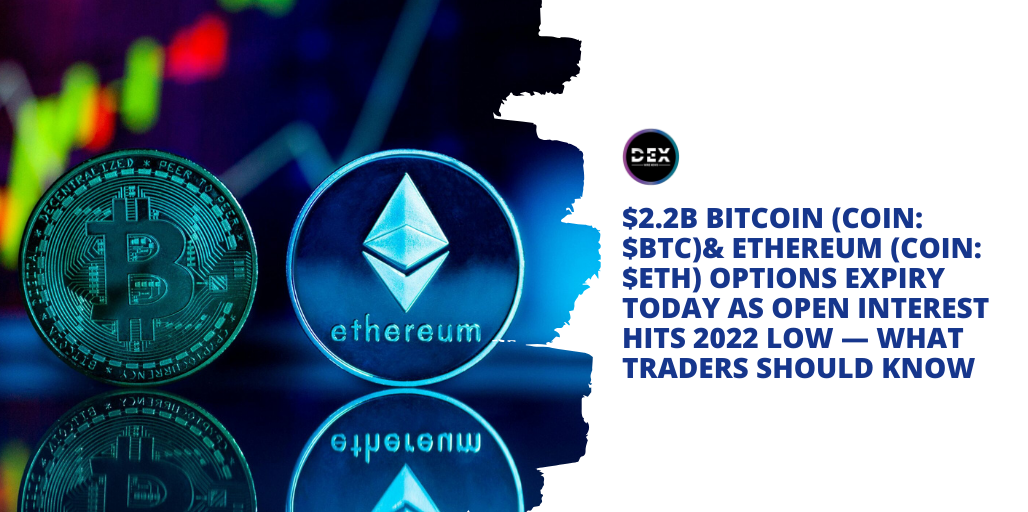 $2.2B Bitcoin (COIN: $BTC)& Ethereum (COIN: $ETH) Options Expiry Today As Open Interest Hits 2022 Low — What Traders Should Know