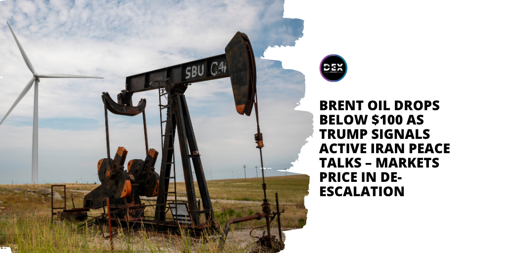 Brent Oil Drops Below $100 as Trump Signals Active Iran Peace Talks – Markets Price In De-Escalation